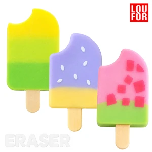 LOUFOR Cute Ice Cream-Shaped PVC Pencil Eraser, Non-Toxic Novelty Stationery for Kids and Students, 6 cm, Available in 3 Colors – 1 Pcs  (XY526)